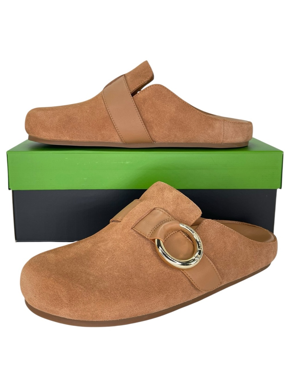 Kate Spade Halo Clog Tan Suede Leather Womens Clogs Size 8.5M